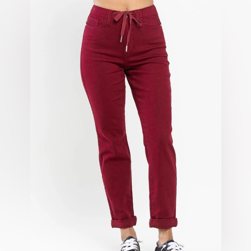 Women’s Maroon Drawstring High-Rise Pants